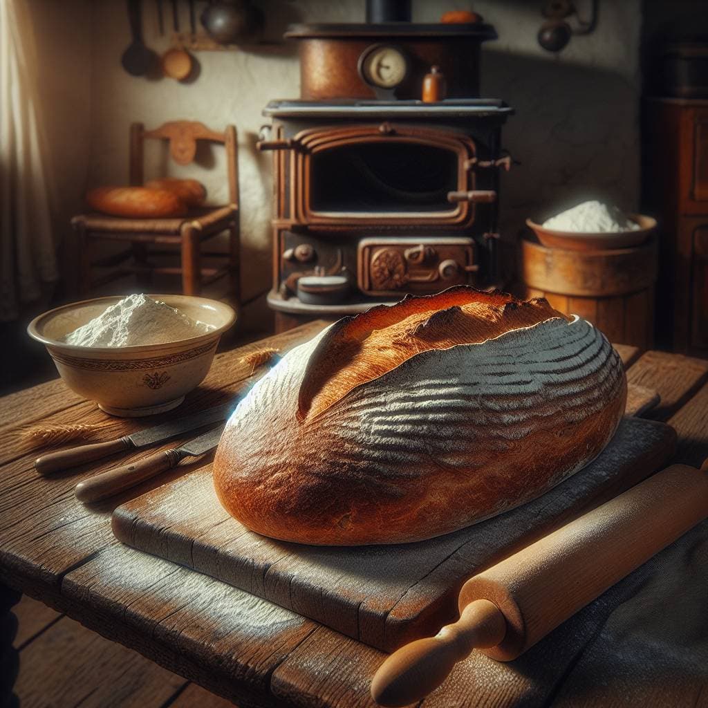 How to bake bread on a wood stove.