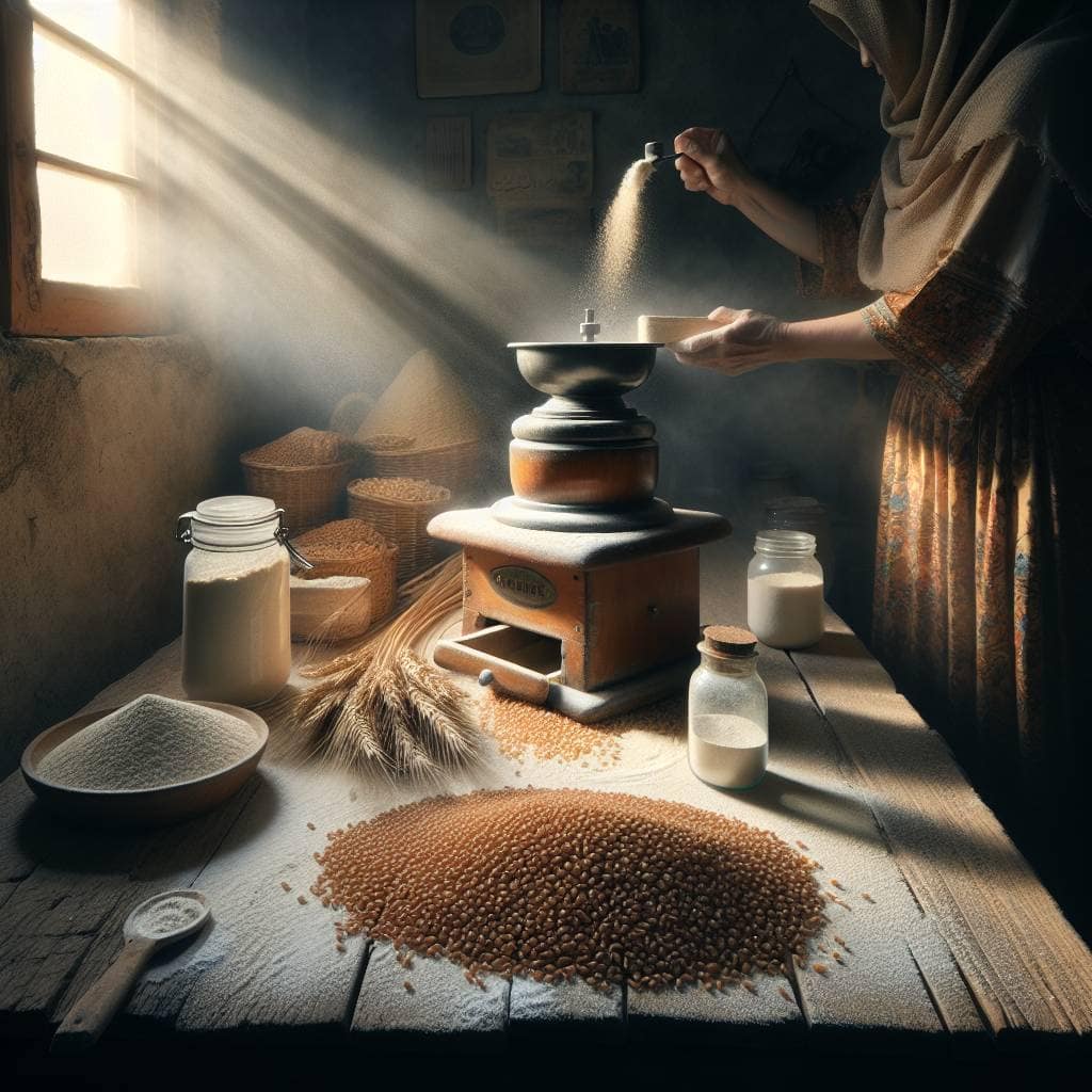 How to grind your own flour scene