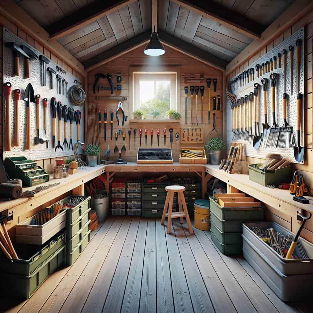 How to organize tools in a small shed.