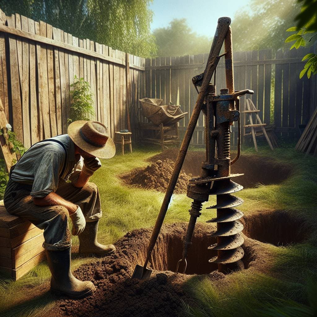 Post hole digger buying guide outdoors scene.