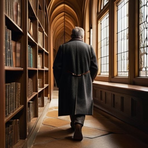 Student strolling, embodying Dark academia intellectualism
