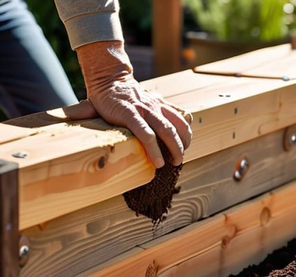 Building a raised bed from scrap timber.