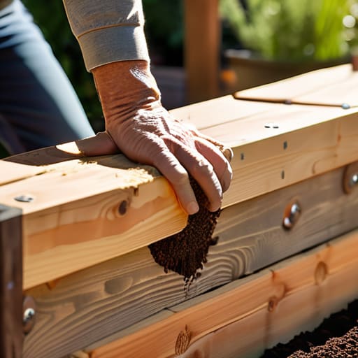 Building a raised bed from scrap timber.
